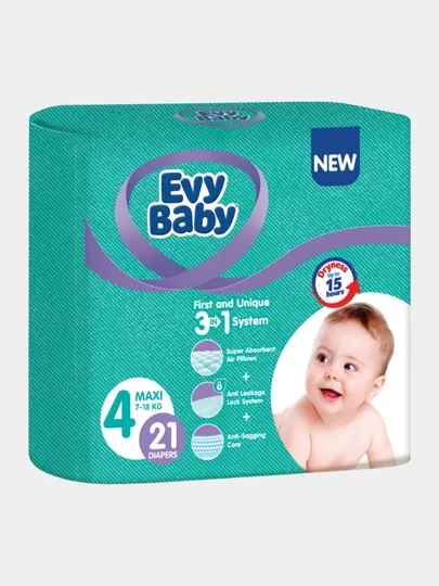 Подгузники для детей Evy Baby Maxi Jumbo 4, 7-18 кг, 21 шт