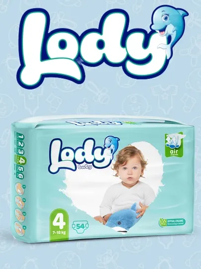 Подгузники LODY BABY 4, 7-18 кг, 54 шт