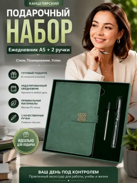 Выгодная Покупка PRO Подарочный набор для женщин блокнот и ручки шариковые 2 шт