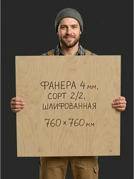 Заготовки для творчества Фанера 760х760 1 шт 4 мм