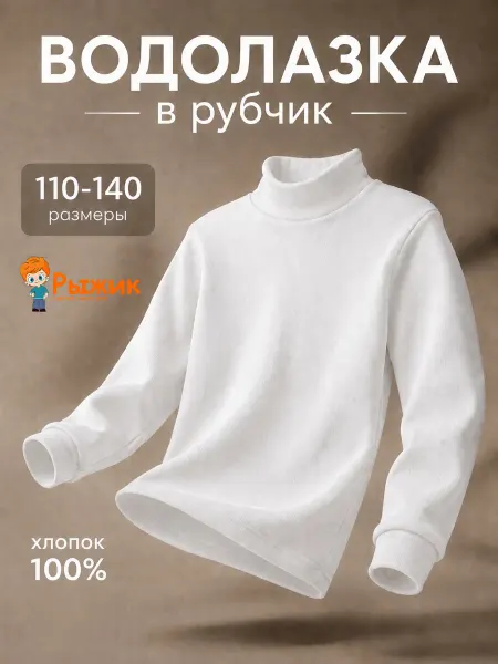Рыжик Водолазка детская в рубчик базовая школьная