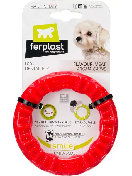 Ferplast Игрушка Кольцо Smile Xsmall для собак и щенков красное 8,4см