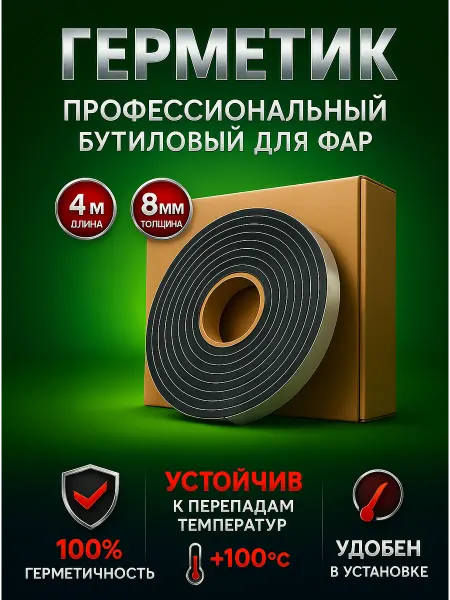 FIXLON Герметик автомобильный для фар бутиловый 4м 8мм, для ремонта