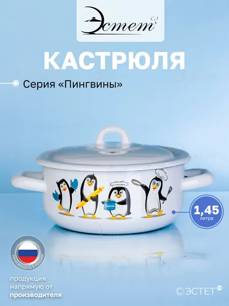 Кастрюля эмалированная для плиты 1.45 л
