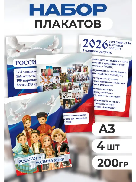 Стиль Art Набор плакатов для оформления "Год единства народов России"