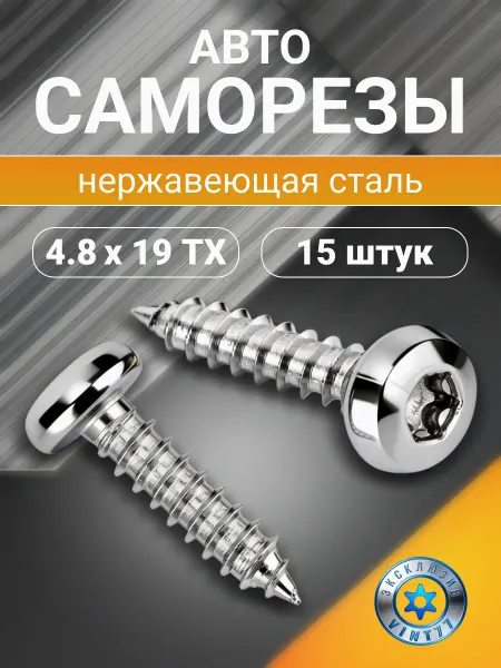 VINT77 Саморезы автомобильные нержавеющие 4,8х19 TX25, 15 шт