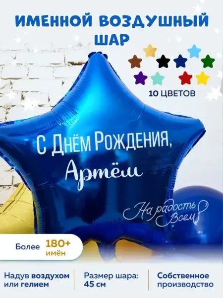 На радость всем Воздушный шар именной Артём Артёмка Тёма Тёмочка