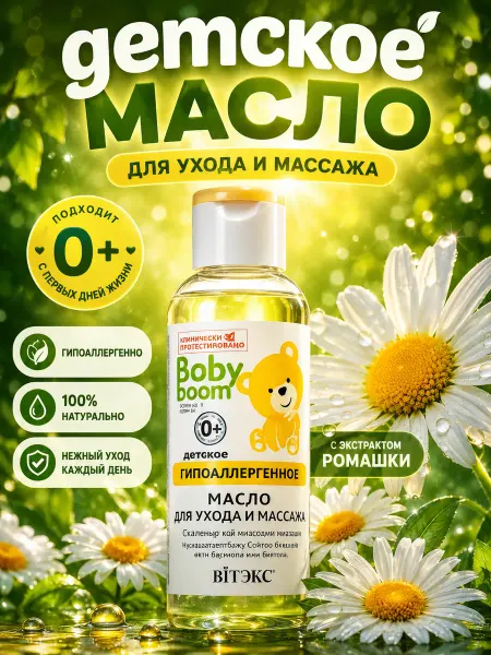 Детское гипоаллергенное масло для ухода и массажа