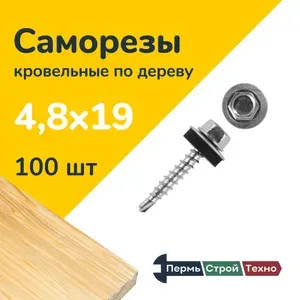 Саморез кровельный 4,8x19 цинк, по дереву 100 шт