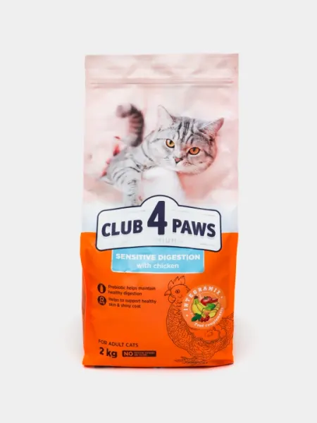 Сухой корм для кошек Club 4 Paws Adult Cats Sensitive Digestion, 2 кг