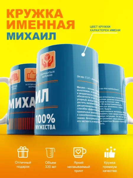 Cup-cup Именная кружка Михаил керамическая в подарок 330мл