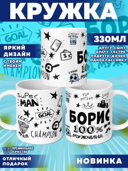 Фотосувениры Кружка с именем Борис