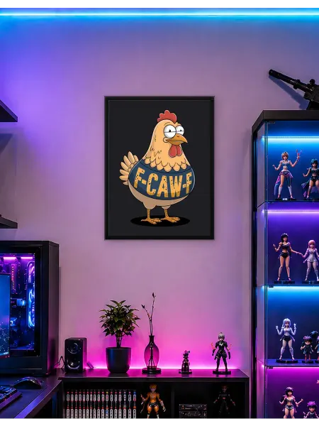 Postersbase Арт-постер Мультяшная курица с надписью «F-КАВФ» 30x40