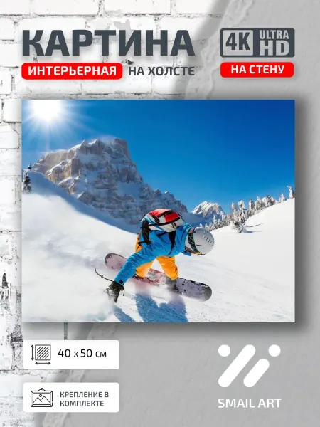 Smail Art Картина на стену Спорт сноубордист для кабинета атмосфера