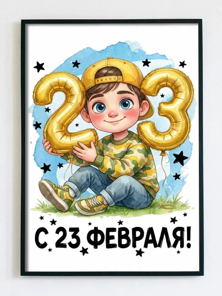 Woodguk Постер открытка школьникам на 23 февраля