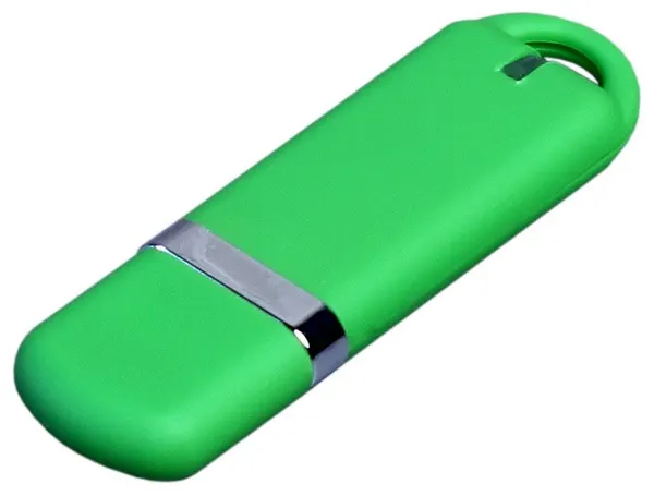 Классическая флешка soft-touch с закругленными краями (512 МБ / MB USB 2.0 Зеленый/Green 005 Flash drive недорого от оптового интернет магазина)