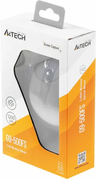Мышь компьютерная A4Tech V-track G9-500fs черный, оптическая 1200 dpi, silent, беспроводная USB, 4 кнопки (G9-500FS)