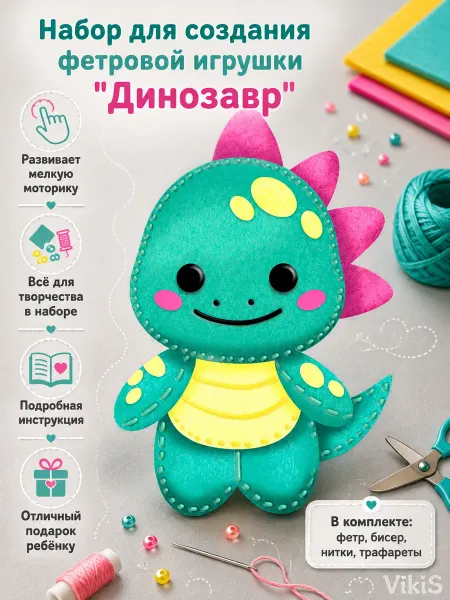 VikiS Набор для создания фетровой игрушки "Динозавр"
