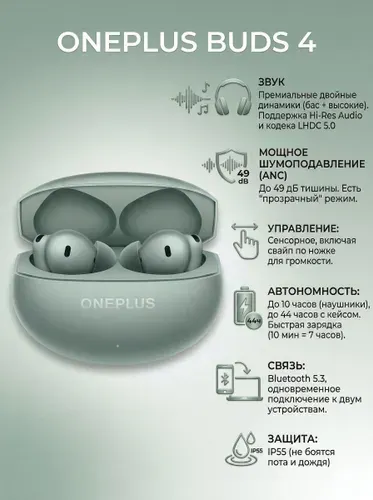 Беспроводные наушники OnePlus Buds 4 Zen Green