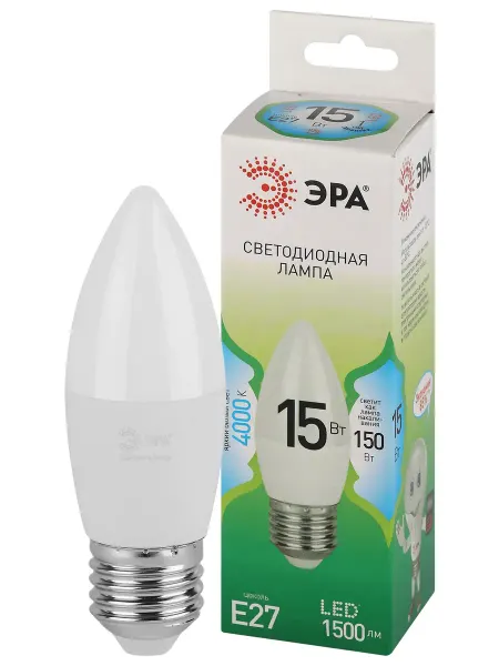 ЭРА Лампа светодиодная GREEN LINE LED B35-15W-840-E27 GL E27 15