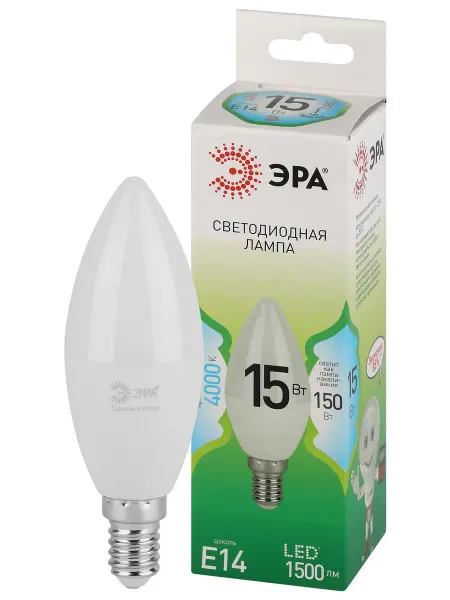 ЭРА Лампа светодиодная GREEN LINE LED B35-15W-840-E14 GL 15Вт