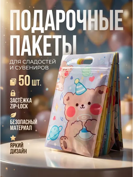 Горка Пакетики для сладостей в детский сад и школу, 50шт