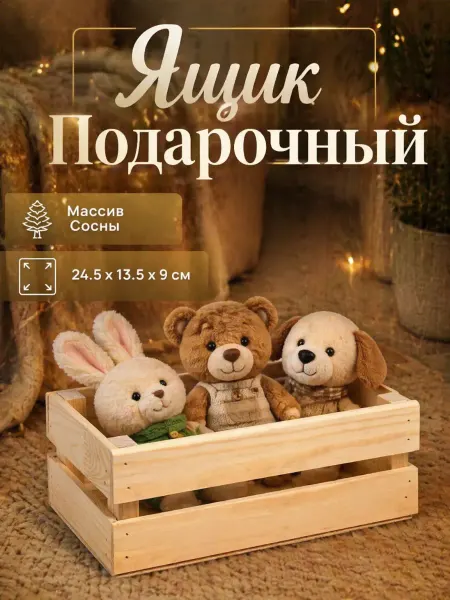 Дарим Красиво Кашпо деревянное "Двушка Лайт" ящик подарочный