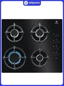 Встраиваемая газовая панель Electrolux KGG6407K, независимая, 4 конфорки, черная
