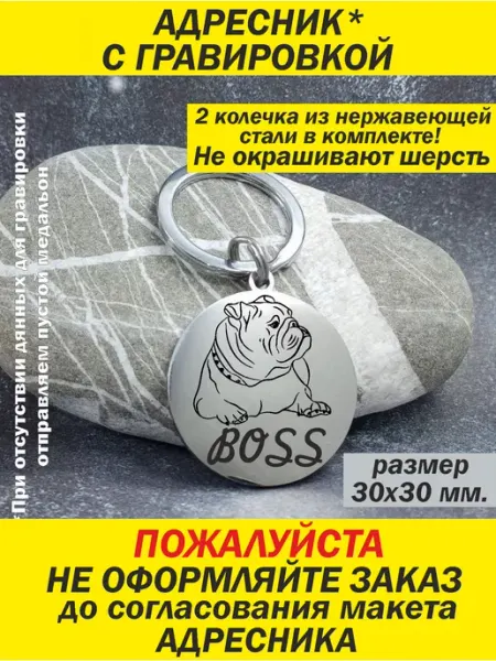 GravirovkaRU Адресник-брелок на ошейник с гравировкой
