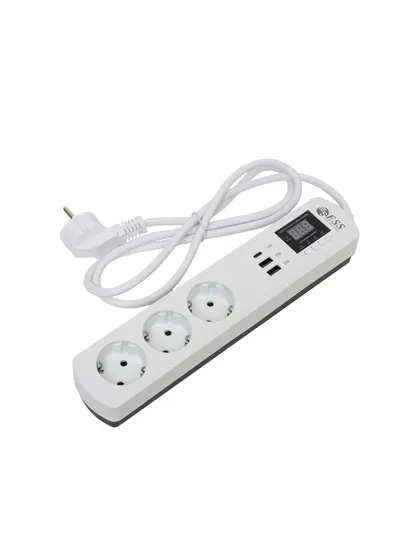 Электрический удлинитель ESS, 4 гнезда, с защитным реле и USB портами