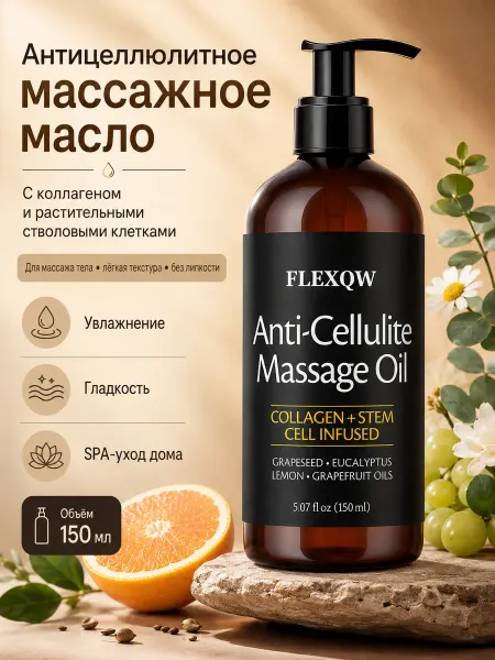 Антицеллюлитное масло для массажа тела с коллагеном 150 мл