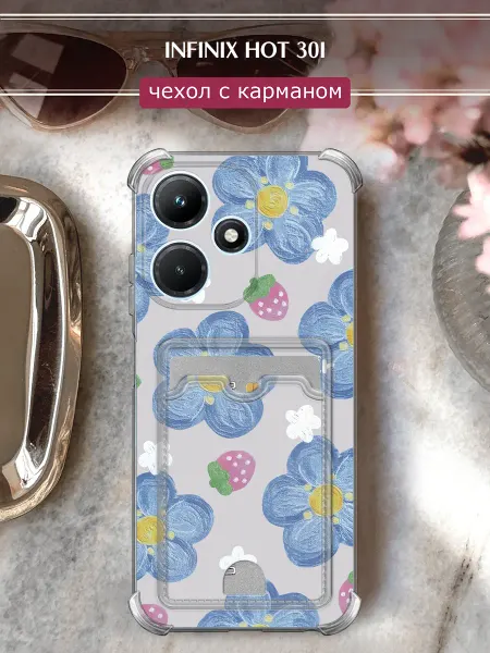 Infinix Чехол на Hot 30i с картой с цветочками
