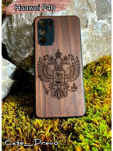 Case_Drevo Деревянный чехол на Huawei P40
