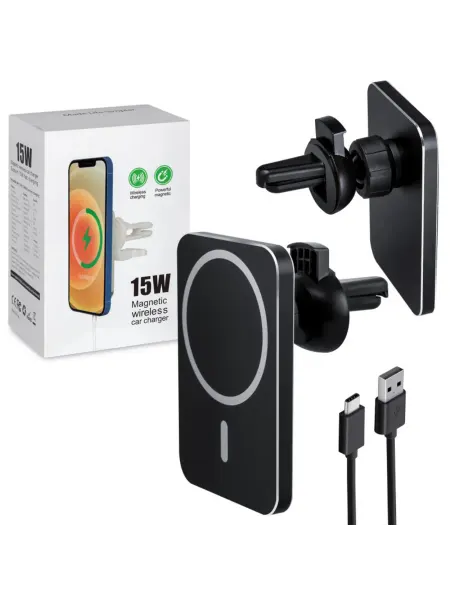 TechnoVek Беспроводная зарядка 15W + Автомобильный держатель магнитный