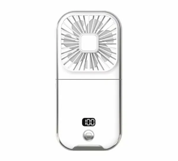 Портативный складной Type-C вентилятор F30 Pro с цифровым дисплеем (3000 mAh, 4 скорости , подставка для телефона) белый