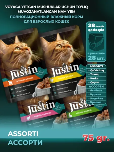 Justin Ассорти 4 вкуса 75гр 28 шт