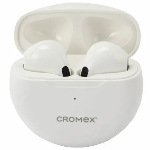 2 шт. Наушники беспроводные TWS вкладыши с микрофоном CROMEX (кромекс) EP-T28W, Bluetooth 5.4, белые, 514121