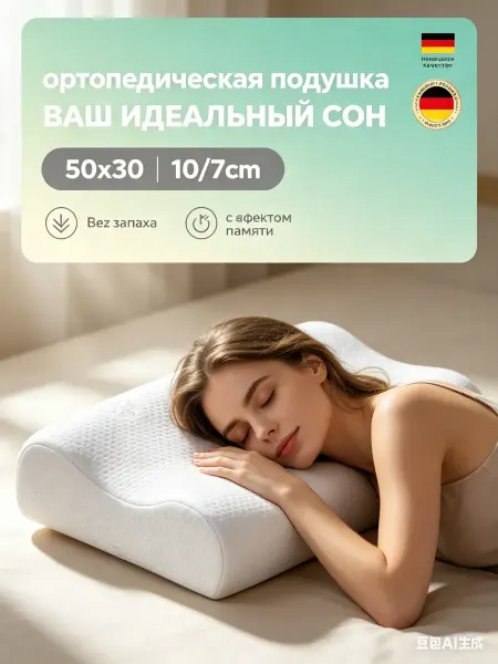 Подушка ортопедическая для сна с эффектом памяти 50х30 см