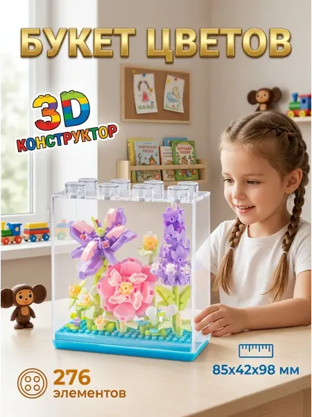 Улыбка Кота Конструктор Lego цветы мини садик на полку
