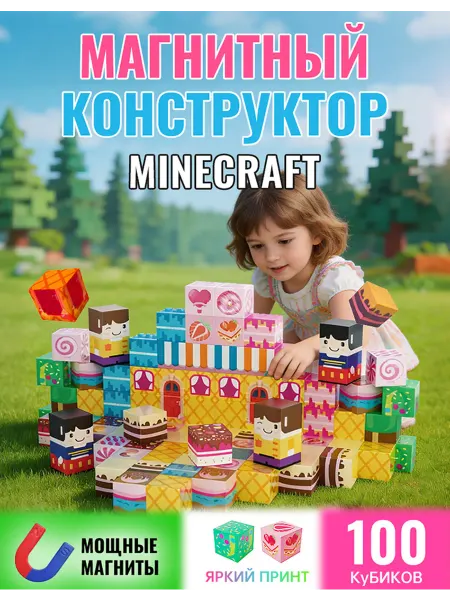 Магнитный конструктор кубики Майнкрафт для девочек