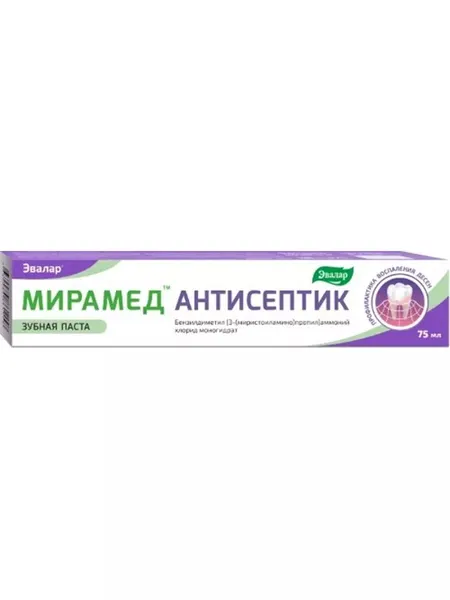 Зубная паста Эвалар "Мирамед Антисептик", для укрепления эмали, при кровоточивости, 75 мл