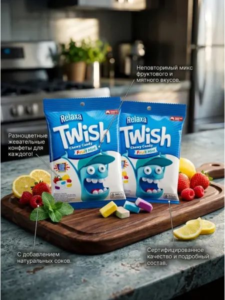 RELAXA Жевательные конфеты Twish Fruit Mint 125 г