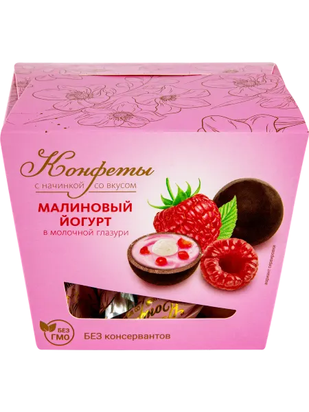 Конфеты Малиновый йогурт в молочной глазури, 130г