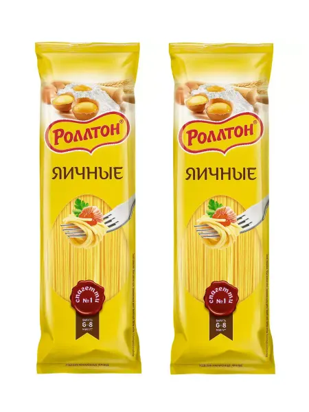 Роллтон Макароны яичные Спагетти, 400 г, 2 упаковки