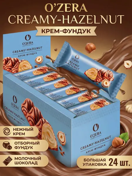 KDV Батончик ОЗЕРА Молочн-орех. начинка в молоч шок 24шт по 23г