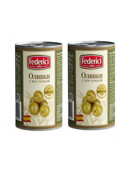 Federici Оливки с косточкой 300 г, 3 шт