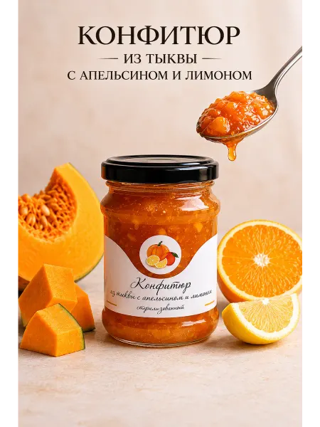KLADOVKA Конфитюр из тыквы с апельсином и лимоном 300г