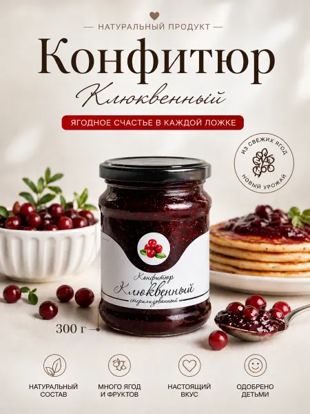 KLADOVKA Конфитюр клюквенный 300г