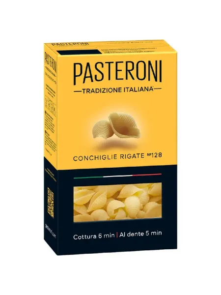 PASTERONI Макаронные изделия №128 Конкилье Ригате 400г