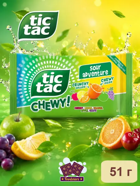 Tic tac Тик Так Chewy Sour Adventure кислые жевательные конфеты 51 г